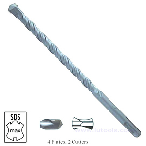 SDS Max Hammer Drill Bits 4 Flute 2 Cutter bright for all concrete and stone applications