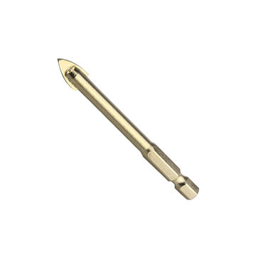 Copper Plated Quick Change Hex Shank Cross Carbide Tip Glass Drill Bit